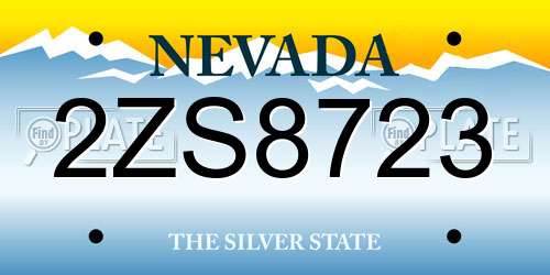 2ZS8723 Nevada License Plate