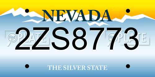 2ZS8773 Nevada License Plate