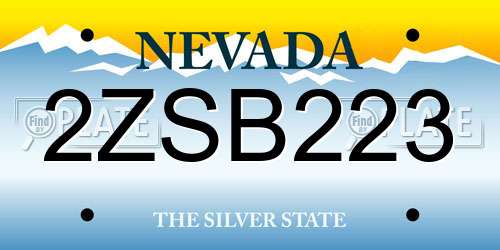 2ZSB223 Nevada License Plate