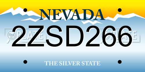 2ZSD266 Nevada License Plate