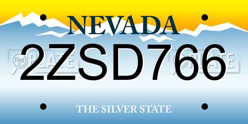 2ZSD766 Nevada License Plate