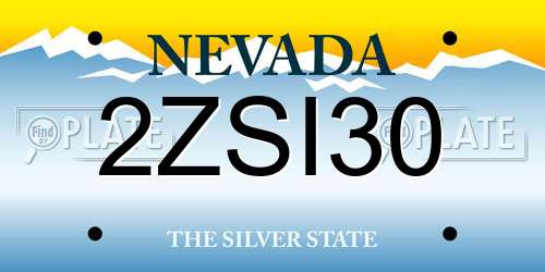 2ZSI30 Nevada License Plate