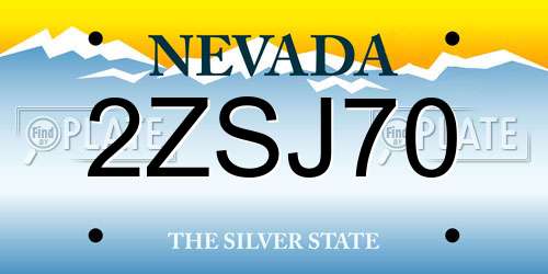 2ZSJ70 Nevada License Plate