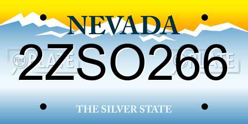 2ZSO266 Nevada License Plate