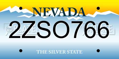 2ZSO766 Nevada License Plate