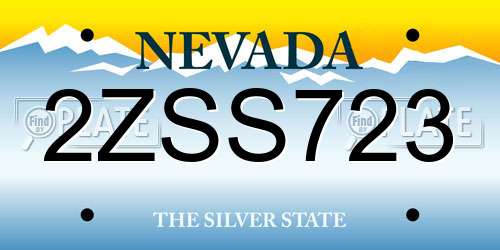 2ZSS723 Nevada License Plate