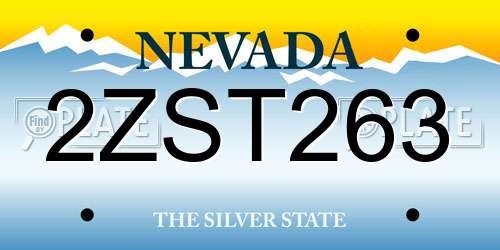 2ZST263 Nevada License Plate