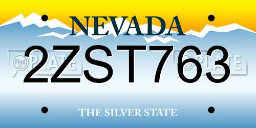 2ZST763 Nevada License Plate