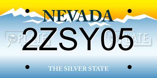 2ZSY05 Nevada License Plate
