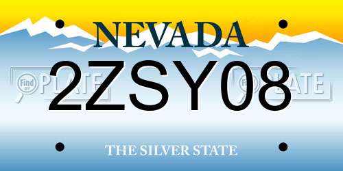 2ZSY08 Nevada License Plate
