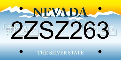 2ZSZ263 Nevada License Plate