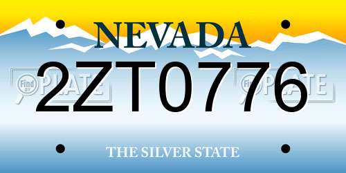 2ZT0776 Nevada License Plate