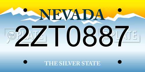 2ZT0887 Nevada License Plate