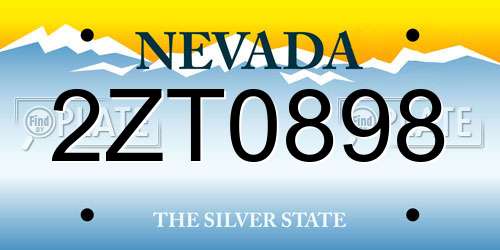 2ZT0898 Nevada License Plate