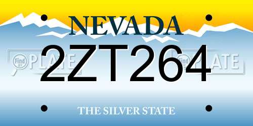 2ZT264 Nevada License Plate