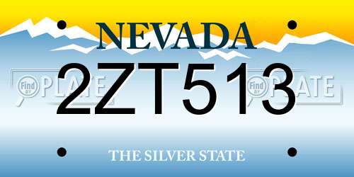2ZT513 Nevada License Plate