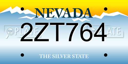 2ZT764 Nevada License Plate
