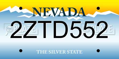 2ZTD552 Nevada License Plate