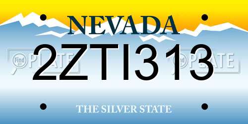 2ZTI313 Nevada License Plate