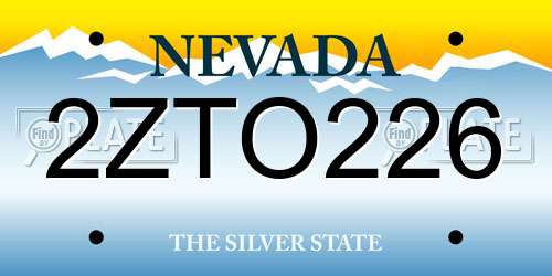 2ZTO226 Nevada License Plate