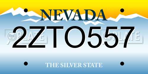 2ZTO557 Nevada License Plate