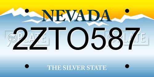 2ZTO587 Nevada License Plate