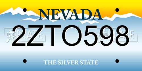 2ZTO598 Nevada License Plate