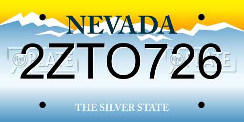 2ZTO726 Nevada License Plate