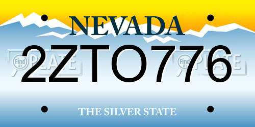 2ZTO776 Nevada License Plate