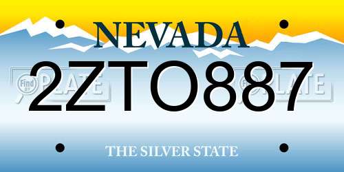 2ZTO887 Nevada License Plate