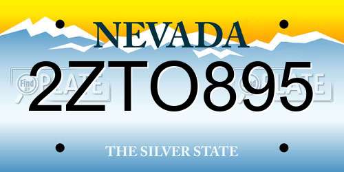 2ZTO895 Nevada License Plate