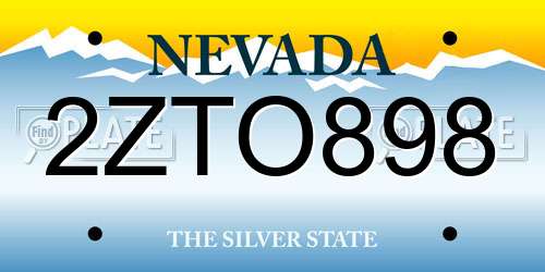 2ZTO898 Nevada License Plate