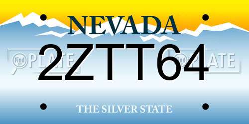 2ZTT64 Nevada License Plate