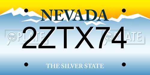2ZTX74 Nevada License Plate