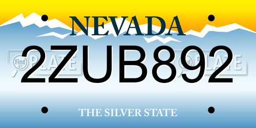 2ZUB892 Nevada License Plate