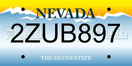 2ZUB897 Nevada License Plate