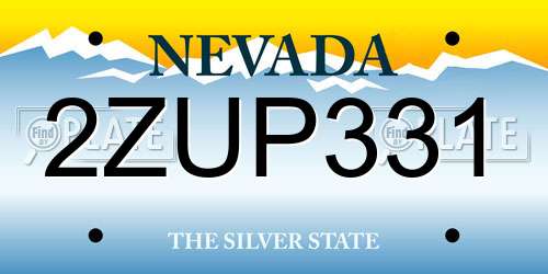 2ZUP331 Nevada License Plate
