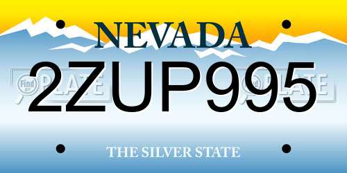 2ZUP995 Nevada License Plate