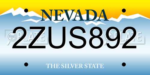2ZUS892 Nevada License Plate