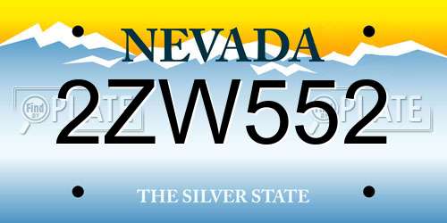 2ZW552 Nevada License Plate