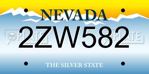 2ZW582 Nevada License Plate