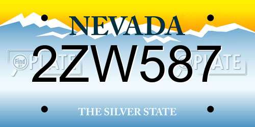 2ZW587 Nevada License Plate