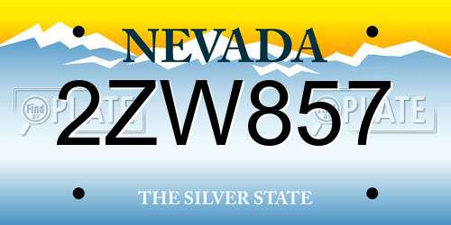 2ZW857 Nevada License Plate