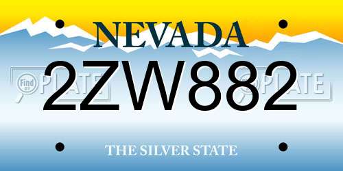 2ZW882 Nevada License Plate