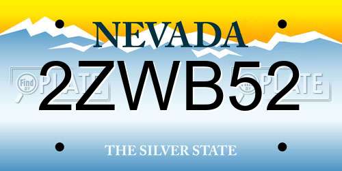 2ZWB52 Nevada License Plate