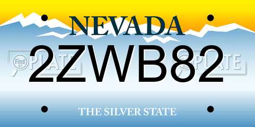 2ZWB82 Nevada License Plate