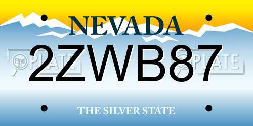2ZWB87 Nevada License Plate