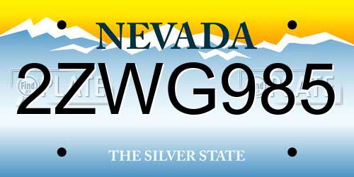2ZWG985 Nevada License Plate
