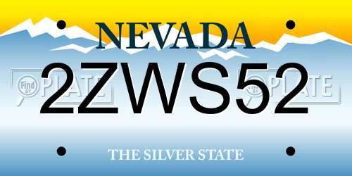 2ZWS52 Nevada License Plate
