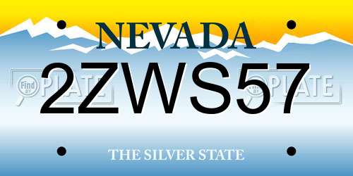 2ZWS57 Nevada License Plate